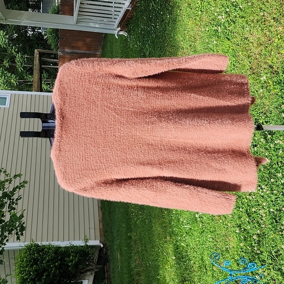 DO+BE Cardigan Sweater Small Brown Womens Eyelash Soft Open Front Pockets - Picture 3 of 5